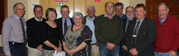 MPSC Executive Projects Manager John Carleton, Federal Minister for Regional Development, The Hon. Dr John McVeigh, Cr. Sue Price, Federal Member for Parkes The Hon. Mark Coulton, MPSC Mayor Katrina Humphries, Cr Mike Montgomery, Cr. Jim Crawford, Cr. Greg Smith, MPSC Planning and Community Development Director Angus Witherby, MPSC General Manager Lester Rodgers, and Cr. Stephen Ritchie.