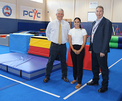 W Councillor Murray Hartin and Councillor Mekayla Cochrane with PCYCs Craig Becroft