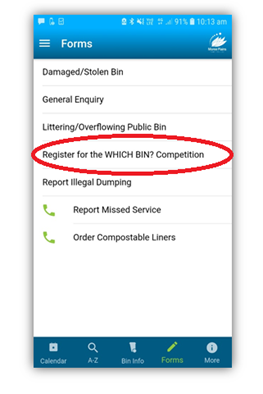 Which Bin Competition App