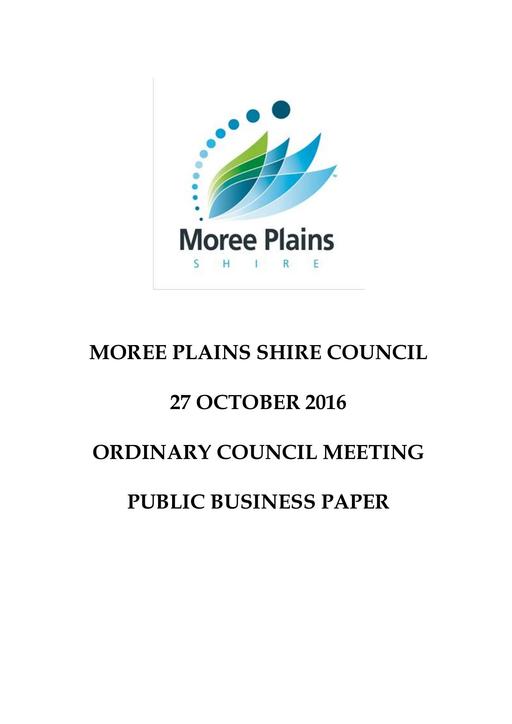 October 27 2016   Public Business Paper Ordinary Council Meeting