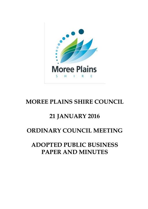 January 21 2016 Adopted Public Business Paper and Minutes   Ordinary Council Meeting