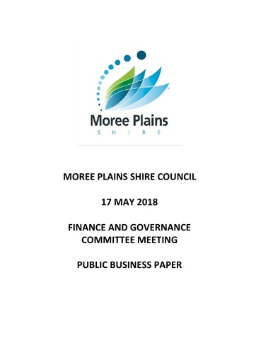 Public Business Paper Finance and Governance Committee Meeting 2018 05 17