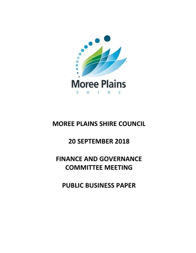 Public Business Paper Finance and Governance Committee Meeting 20 September 2018