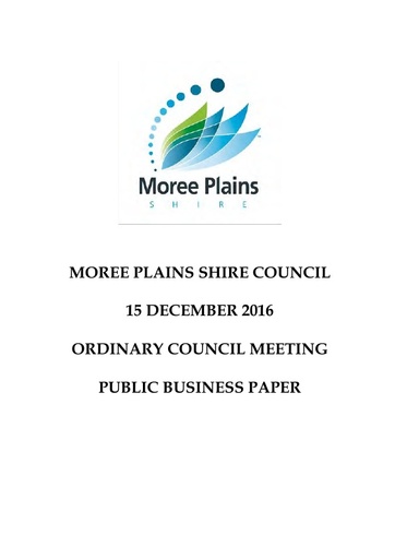 December 15 2016   Public Business Paper Ordinary Council Meeting