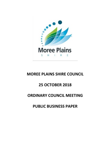 2018 10 25 Public Business Paper 25 October 2018 Ordinary Council Meetin