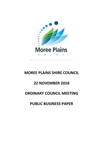 Public Business Paper 22 November 2018 Ordinary Council Meeting