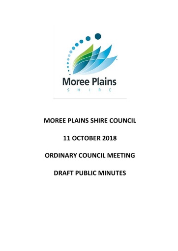 Draft Public Minutes Ordinary Council Meeting 11 October 2018