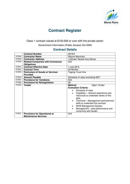 2015 Current Contract Wayne Marchant