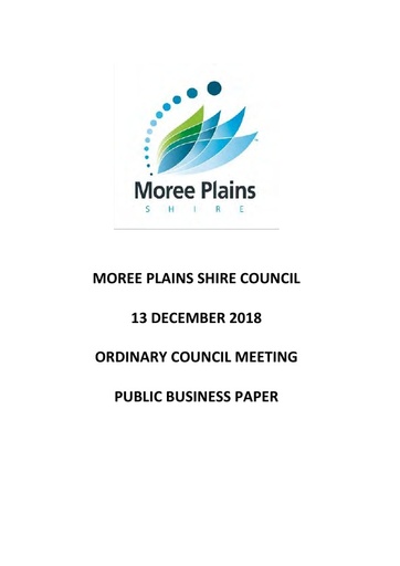 Public Business Paper 13 December 2018 Ordinary Council Meeting