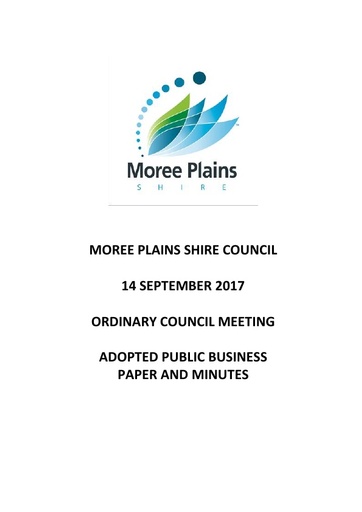 Adopted Public Business Paper and Minutes Ordinary Council Meeting 14 September 2017