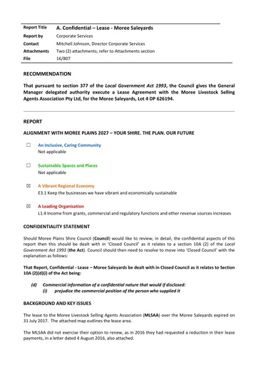 A  PUBLIC VERSION   Confidential   Lease Report   Moree Saleyards