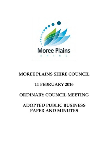 February 11 2016 Adopted Public Business Paper and Minutes   Ordinary Council Meeting