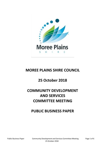 Public Business Paper  Community Development and Services Committee   25 October 2018