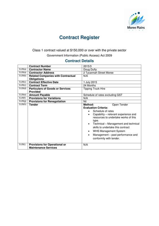 2015 Current Contract Doug Dufty