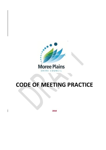 A1 Track Changes Marked   Draft Code of Meeting Practice v1