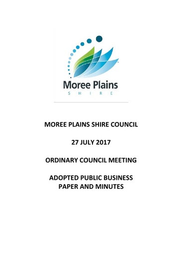 Adopted Public Business Paper and Minutes 27 July 2017 Ordinary Council Meeting