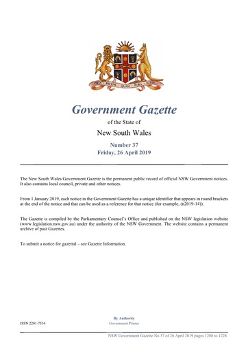 Report 3  Attachment 3  2019 13249  2019 Local Government Remuneration Tribunal Annual Report & Determination Gazette 20192019 37