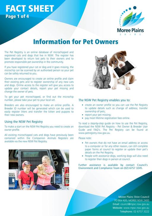 Fact Sheet   Information for Pet Owners