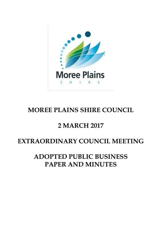 Adopted Public Business Paper and Minutes 2 March 2017 Extraordinary Council Meeting