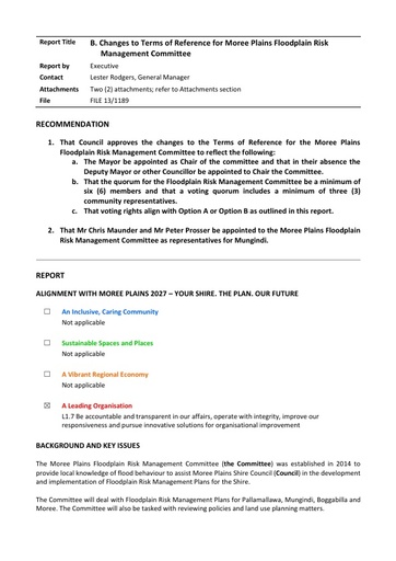 Late Report B Floodplain Risk Management Committee   Terms of Reference   Late Report