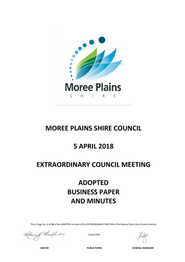 Adopted Public Business Paper and Minutes  Extraordinary Council Meeting 5 April 2018