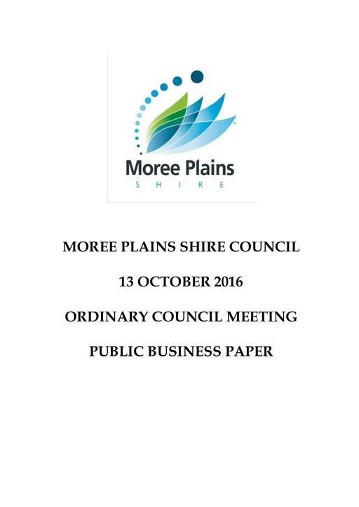 October 13 2016   Public Business Paper Ordinary Council Meeting