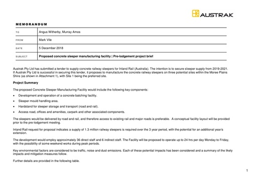 3  Attachment 3  Report 3   Austrak Concrete Sleeper Manufacturing Facility project brief MPSC[5279]