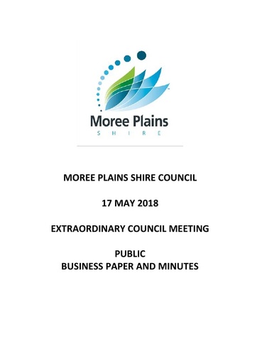 2018 05 17 Adopted Public Business Paper and Minutes  17 May 2018 Extraordinary Council Meeting